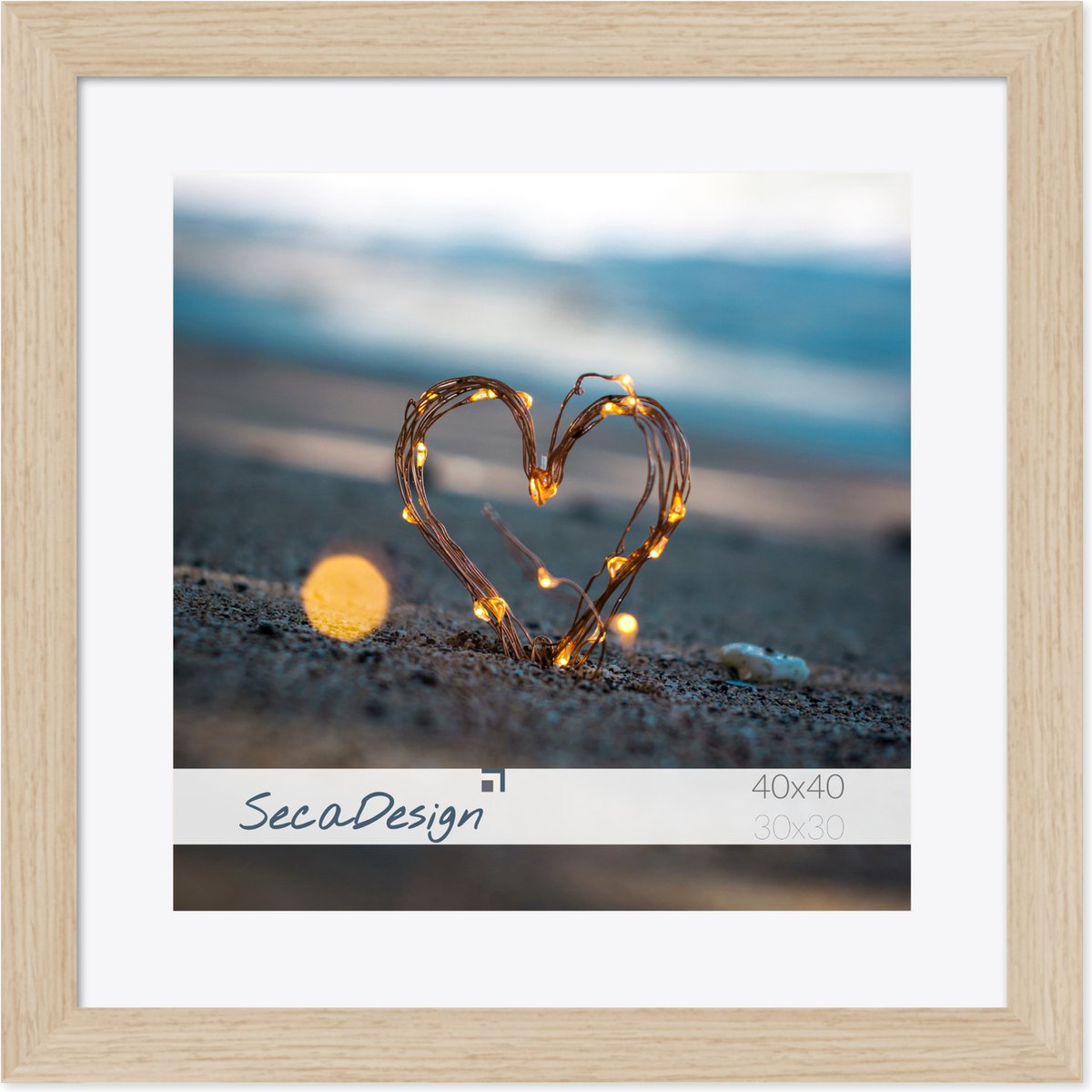Fotolijst - SecaDesign - Fika - 40x40 / 30x30 cm fotomaat met passe-partout - Naturel - Fotokader