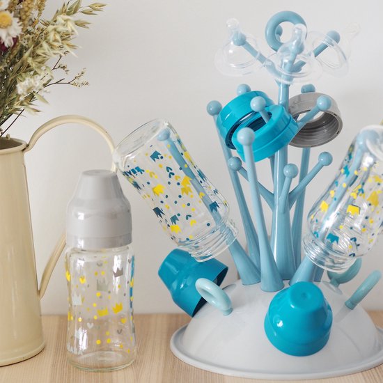Béaba Flessenrek Baby - Hygiënisch Afdruiprek voor Zuigflessen - Droogrek Voor 6 Baby Flessen & Accessoires - Blauw van Beaba — afbeelding 3