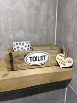 Creaties Van Hier - Steenmal met houten hartje - Toilet - 32 x 14,5 cm