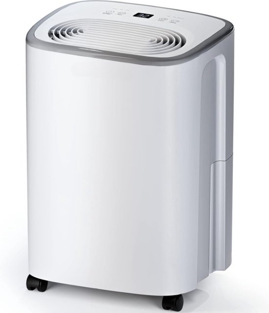 Uhome Luchtontvochtiger, elektrisch, 12 l in 24 uur, luchtontvochtiger voor 54 m³/18 m², ontvochtiger met automatische uitschakeling, vochtsensor, wasmodus, actieve koolfilter, afvoerslang (12 l