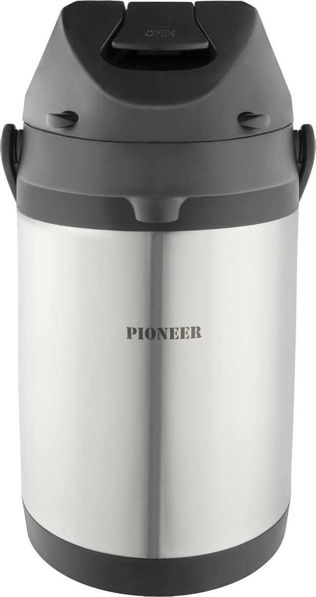 Airpot geïsoleerde pompkan 3 liter RVS drankdispenser dubbelwandig met handvat tot 8 uur warm en 24 uur koel SS30HC
