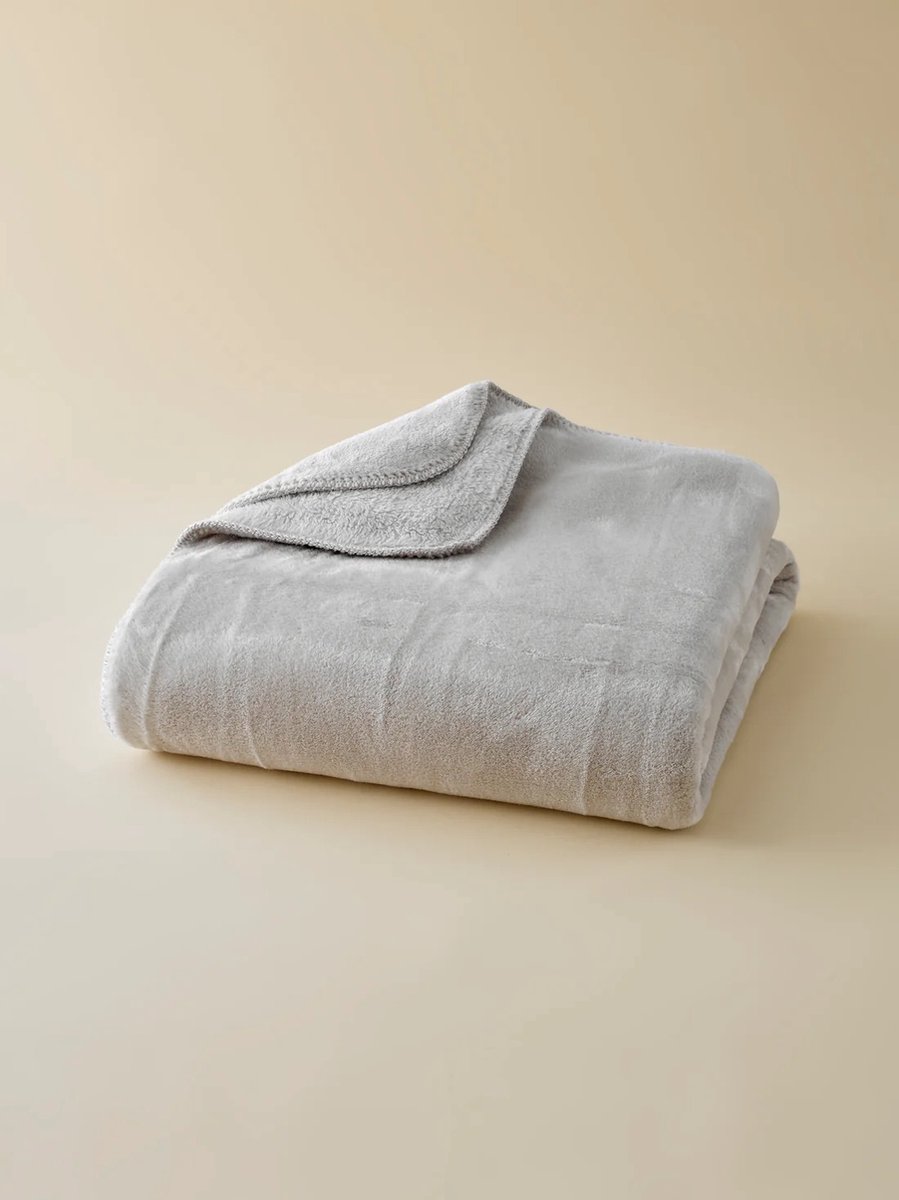 Plaids Cocooning - fleece deken - plaid - Cosy Bicolore Gris Clair - super zachte plaid - 150cm x 200 cm