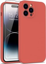 Lunso - iPhone 15 Pro - Coque Arrière Flexible en Silicone - Rouge