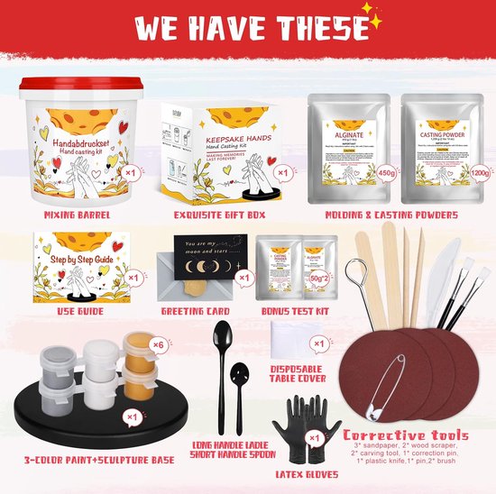 Amari® Handabdruck Set für Paare und Familie (Gelb) - Gipsabdruck Set Hände - Gips Hand Paar Amari® Handabdruck Set für Paare und Familie (Gelb) - Gipsabdruck Set Hände - Gips Hand Paar