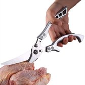 Keukenschaar met metalen handgrepen voor kip, gevogelte, vis, vlees en groenten, scherpe bottenschaar roestvrij staal (KD7)