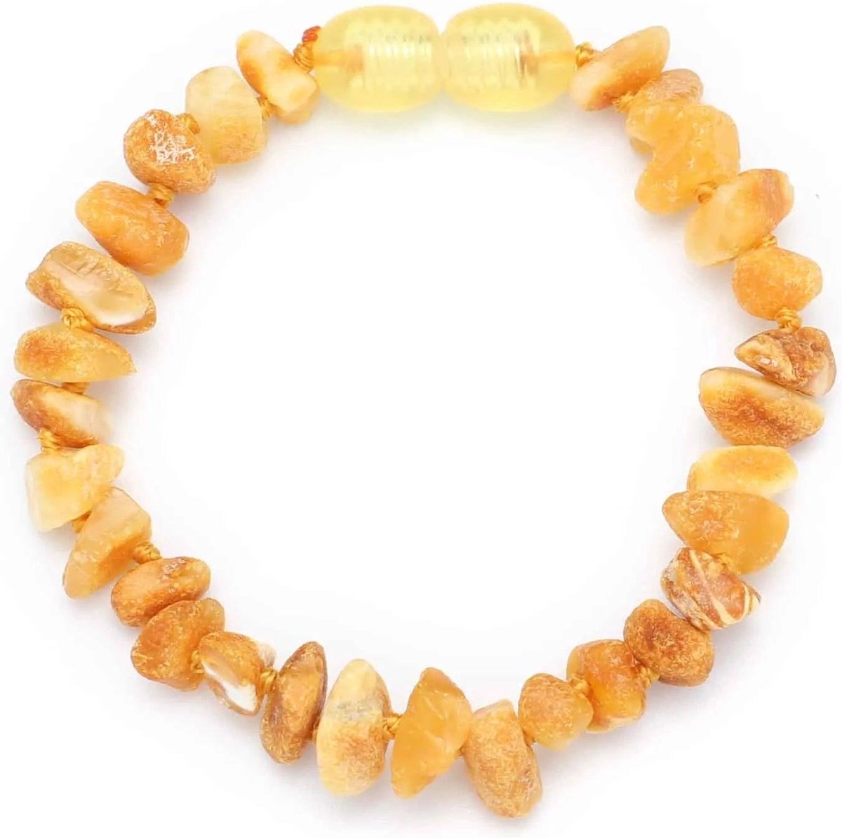Baby/Kind – Barnsteen armbandje – Chips - Ruwe kraaltjes - 14cm - Butter