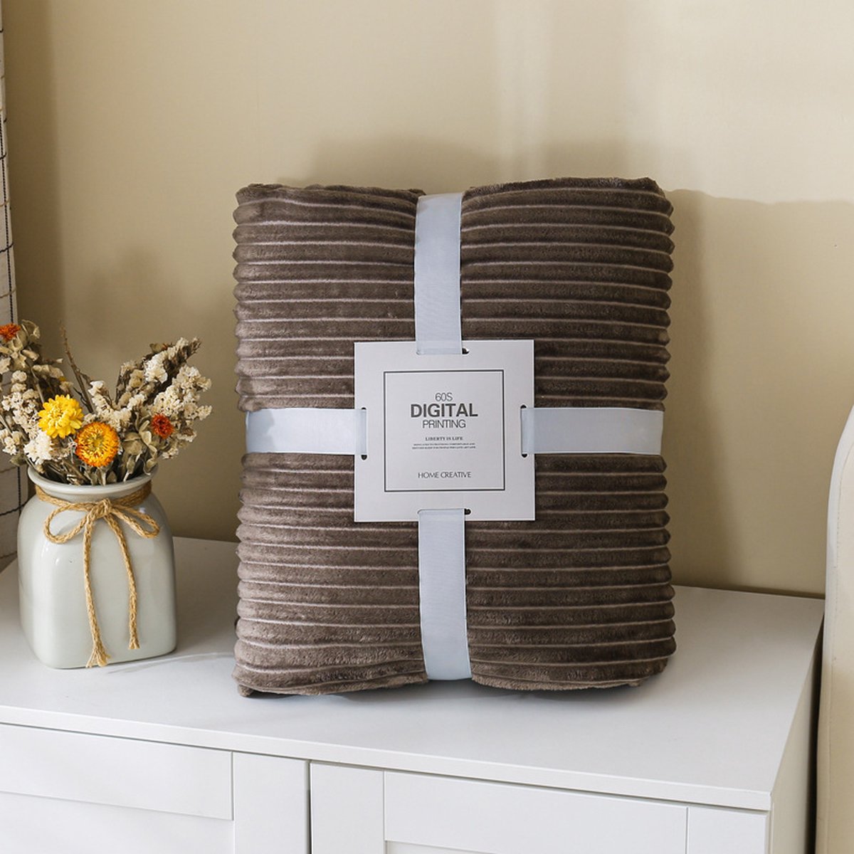 CMJ - Cozy Fleece Deken - Bruin - 150 x 200 - Luxe - Plaid - Voor op bed of de bank