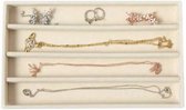 Sieraden opberger - Creme - Fluweel - 4 vaks - Armbanden - Kettingen - Oorbellen - Jewellery - Organiser
