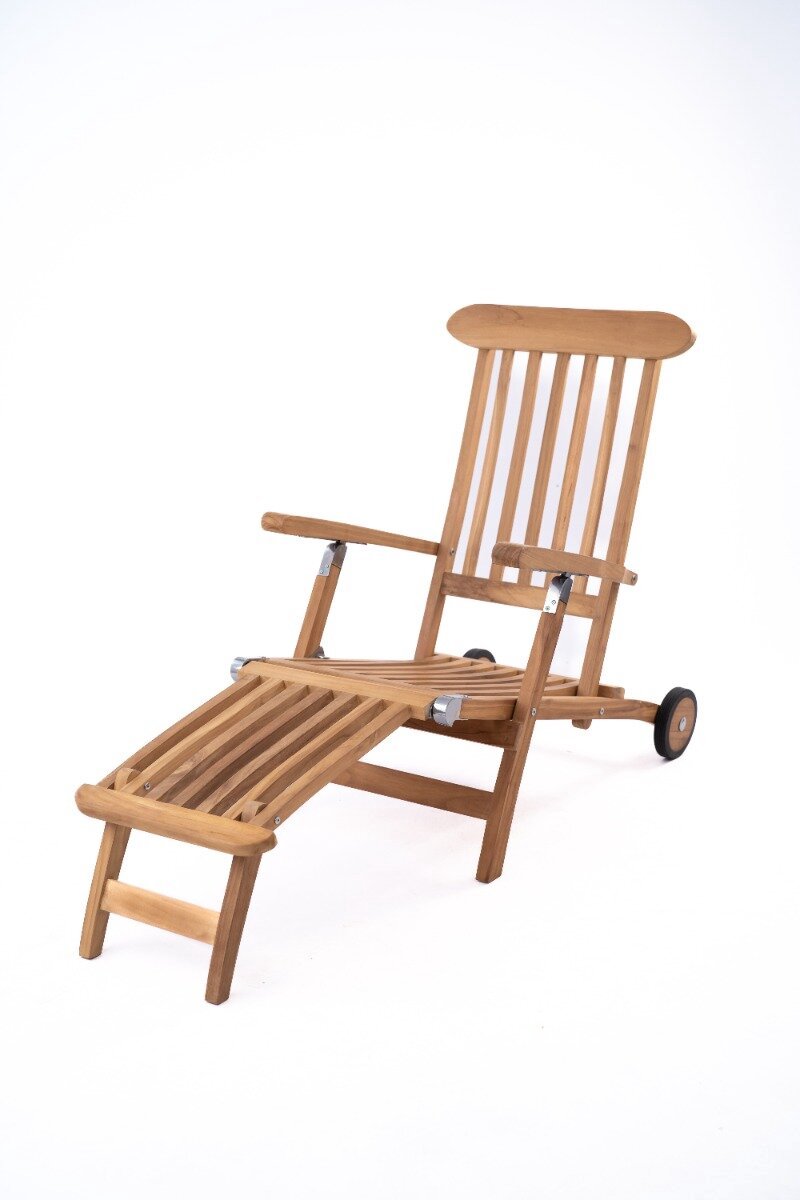 Teakea Florida Loungeset | Tuintafel met onderblad + 2 deckchairs wielen