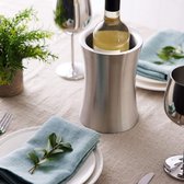Premium zilveren dubbelwandige roestvrijstalen wijnkoeler met geschenkdoos - flessenkoeler, champagnekoeler - elegant en robuust