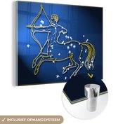 MuchoWow® Glasschilderij 80x60 cm - Schilderij acrylglas - Sterrenbeeld - Boogschutter - Sterren - Foto op glas - Schilderijen