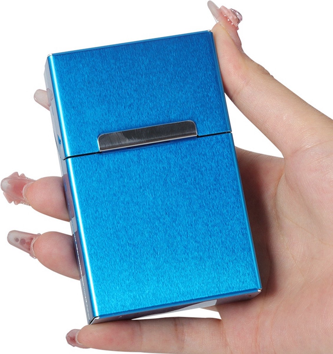 Goedkoopste Aluminium Sigarettendoos I Sigarettendoosje I Sigarettenhouder I Sigaretten Box I Waterdicht I Druk Opening I 20 Sigaretten I Blauw