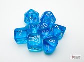 Chessex Translucent Polyhedral Tropical Blue/white Dobbelsteen Set (7 stuks + 1 bonus)
