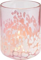 Waxinelichthouder - Glas Bubble Roze - 8x10x8cm