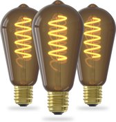 Calex Spiraal Filament LED Lamp - Set van 3 stuks - Rustiek Vintage Lichtbron - E27 - Natural - Warm Wit Licht - Dimbaar