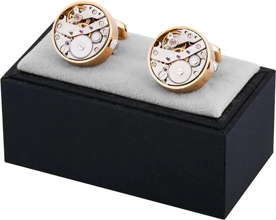 Boutons de manchette avec mécanisme de montre mécanique - Boutons de manchette de Luxe avec mécanisme de montre - Or