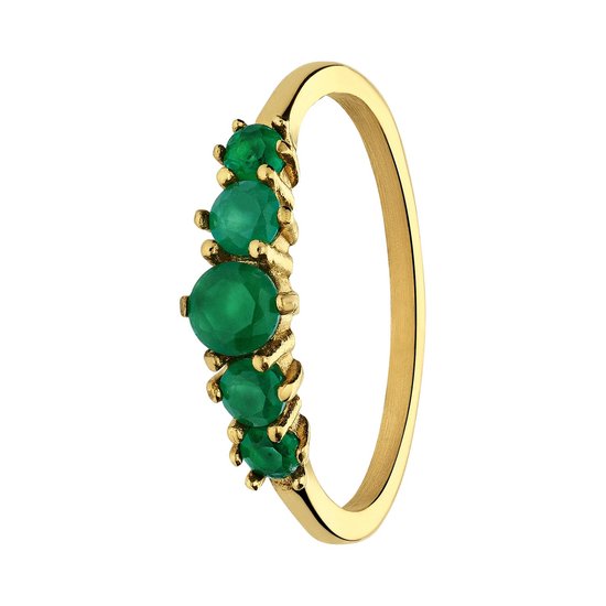 Lucardi Dames Stalen goldplated vintage ring met turquoise - Ring - Staal - Goudkleurig