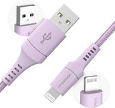 iMoshion Kabel - Geschikt voor Lightning naar USB A Kabel - 2 meter - Oplaadkabel geschikt voor iPhone 11/12/13/14 - Stevig gevlochten materiaal - Lila