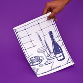 Carte postale - a6 - vin & crabe - amateur de vin - bleu - 5 pièces