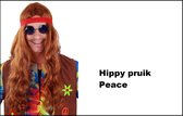 Perruque hippie longue marron avec bandeau rouge - Hippy - party à thème années 70 et 80 party power flower festival thème