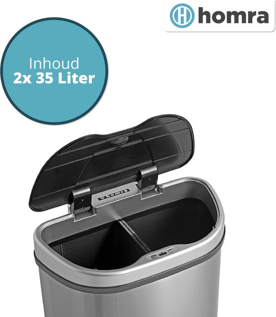 Rijoka sensor duo prullenbak 70L Zilver