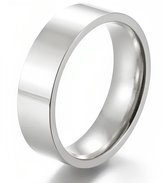 Ring Heren Zilver kleurig - Hoogglans Gepolijst - Staal - Ringen Heren Dames - Cadeau voor Man - Mannen Cadeautjes