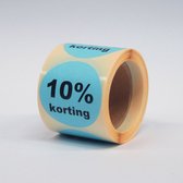 10% Korting stickers op rol - 225 per rol - 50mm blauw