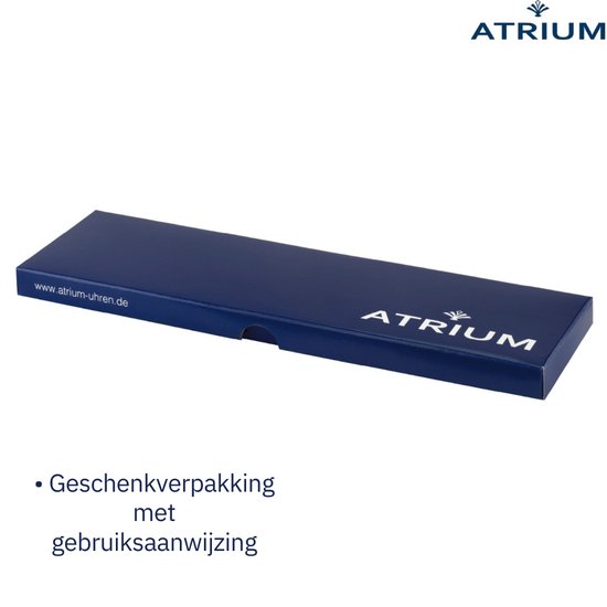 Montre ATRIUM - Homme - Couleur Argent - 10 bar - Cuir Zwart (16,5 à 21,5 cm) - Cadran Wit - Date - Acier inoxydable - A16-10