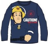 Brandweerman Sam Shirt - Lange Mouw - Donkerblauw - Maat 110 (tot 5 jaar)