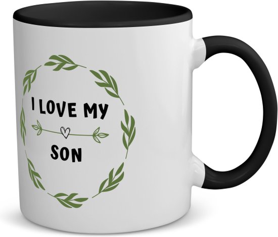 Akyol - j'aime ma tasse à café fils - tasse à thé - noir - Fils - fils le plus cher - anniversaire - cadeau pour fils - articles fils - cadeau - cadeau - contenu 350 ML
