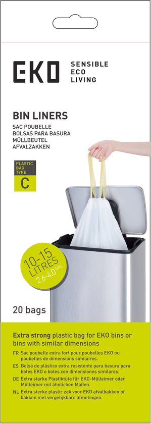 Sacs poubelle EKO type C 10-15 litres blanc - Carton 24 x 20 sacs