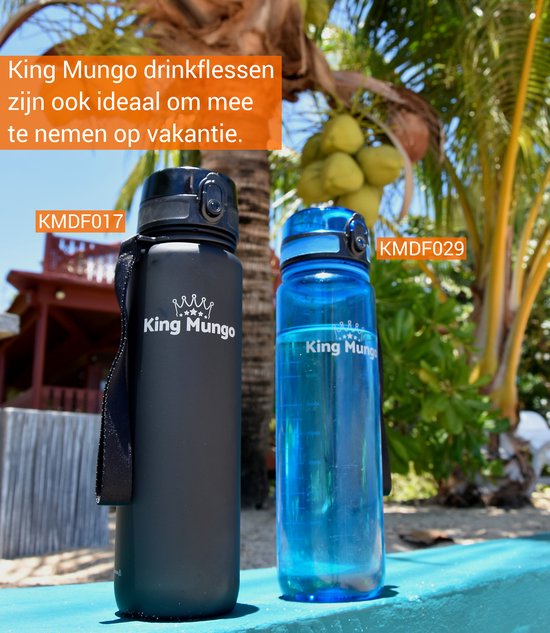 King Mungo Drinkfles 1 Liter - Waterfles Volwassenen - BPA Vrij Tritan - 100% Lekvrije Bidon - Zonder Rietje - Vaatwasserbestendig - Lichtblauw