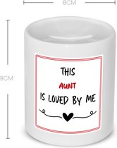 Akyol - this aunt is loved by me Spaarpot - Tante - iemand die houdt van zijn tante - verjaardag - cadeautje voor tante - tante artikelen - kado - geschenk - 350 ML inhoud