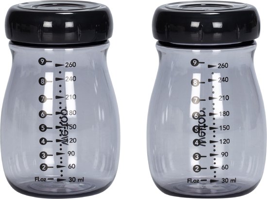 Babyflesje - We-Too Opbergbakje - 260 ml - 2 Stuks - Black