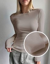 Thermoshirt dames - Thermo t-shirt - Beige - M - Valt klein