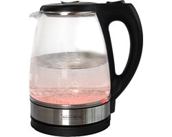 Royalty Line® GWK34300 Waterkoker - Glass - Met Rood Led Verlichting - 1.7 Liter - 2200W - RVS