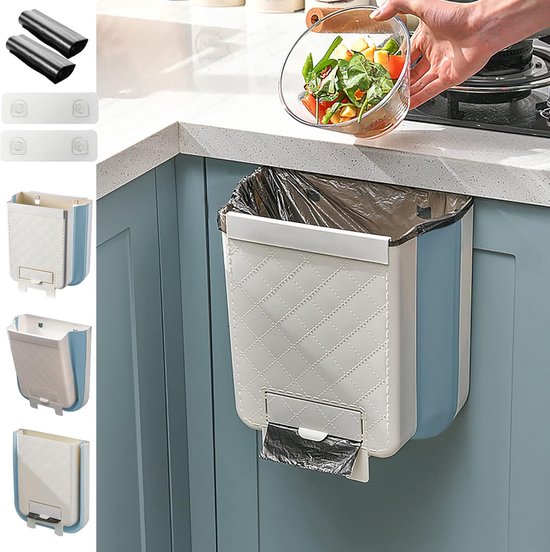 Poubelle Suspendue Cuisine avec Couvercle, 12L Poubelle Murale