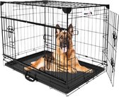 MaxxPet Caisse pour chien avec porte coulissante - pliable - caisse pour chien - caisse de voyage - 92x58x64cm - Zwart