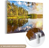 MuchoWow® Peinture sur verre 30x20 cm - Peinture sur verre acrylique - Arbres - Water - Soleil - Photo sur verre - Peintures