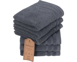 Betully ® - Handdoeken 30 x 50 cm - set van 6 - Hotelkwaliteit Handdoeken – Zware kwaliteit 500 g/m2 Antraciet