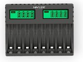 Chargeur de Piles Ninzer - Jusqu'à 8 Piles AAA - Connexion USB-C ou Micro USB - Écran LCD - Chargeur de Piles Universel pour Piles Rechargeables