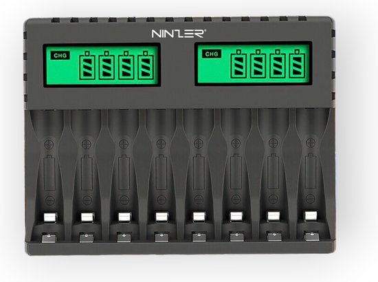 Chargeur de Piles Ninzer - Jusqu'à 8 Piles AAA - Connexion USB-C