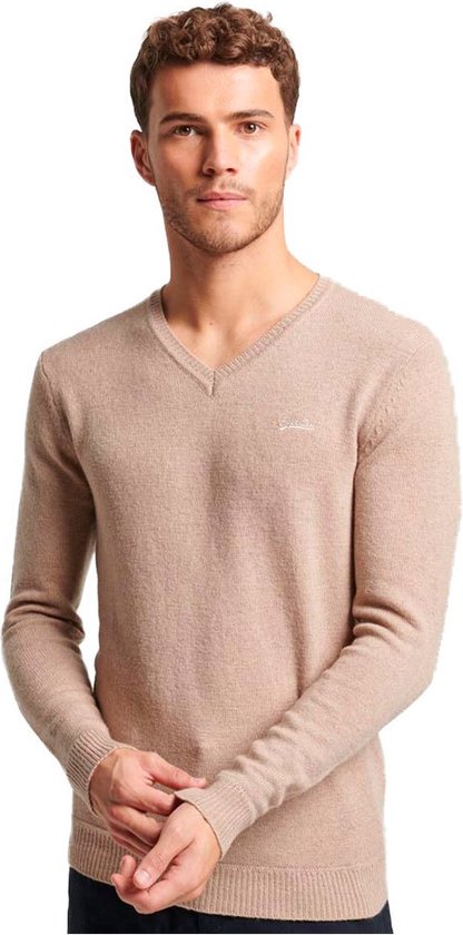 Superdry Essential Embroidered Knit Korte Mouwen Ronde Nek T-shirt Beige 2XL Man