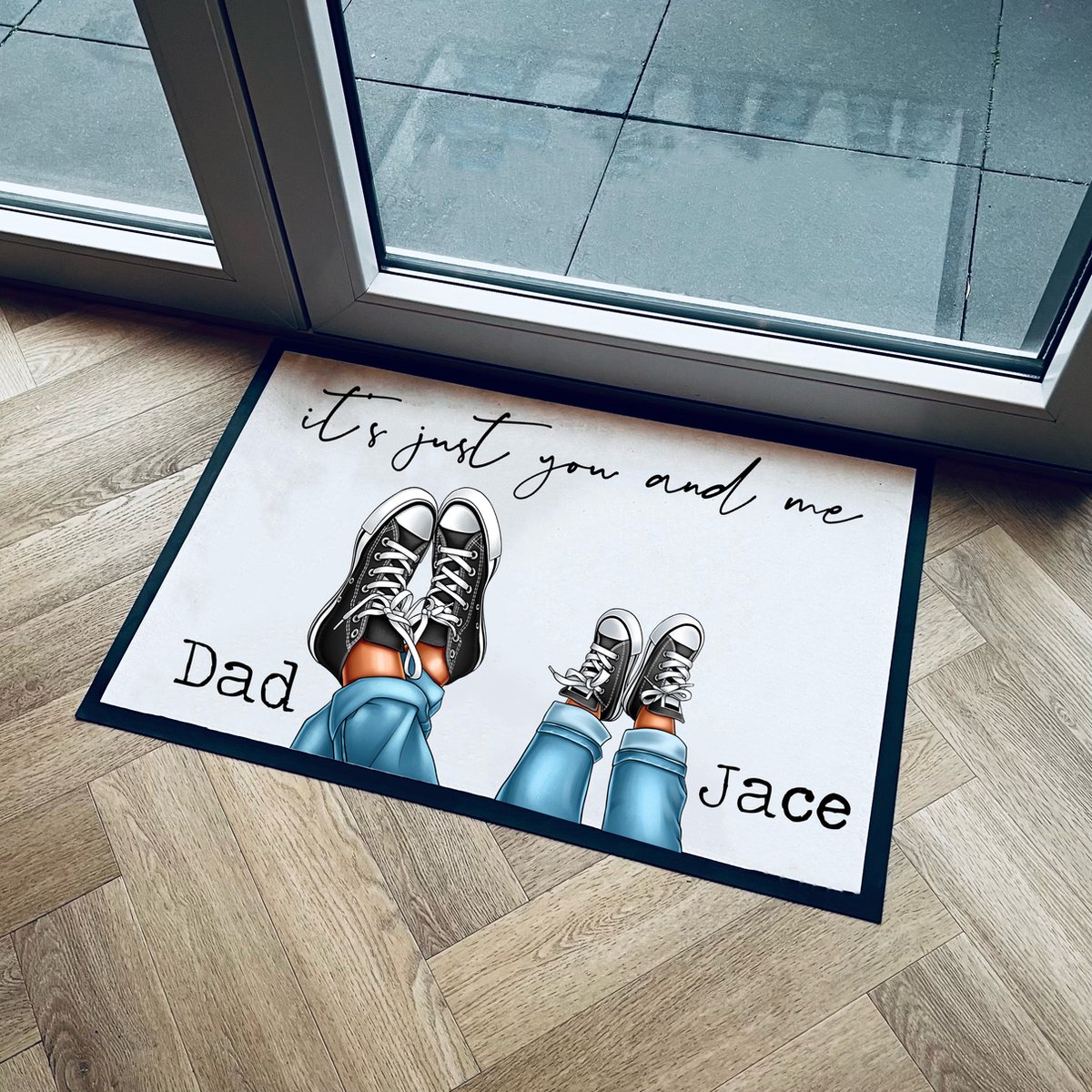Deurmat met tekst | persoonlijk cadeau vaderdag | Pama met naam kind | cadeau Kerst | verjaardags cadeau vader | sneakers deurmat | 60x40cm