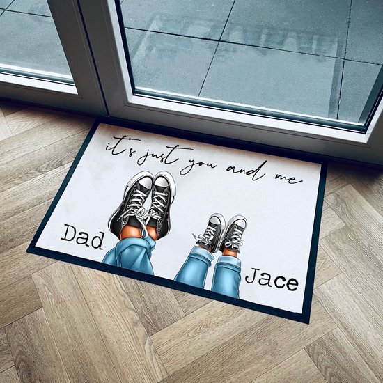 Deurmat persoonlijk Papa met naam kind-Cadeau Kerst-Verjaardags cadeau sneakers deurmat-60x40cm