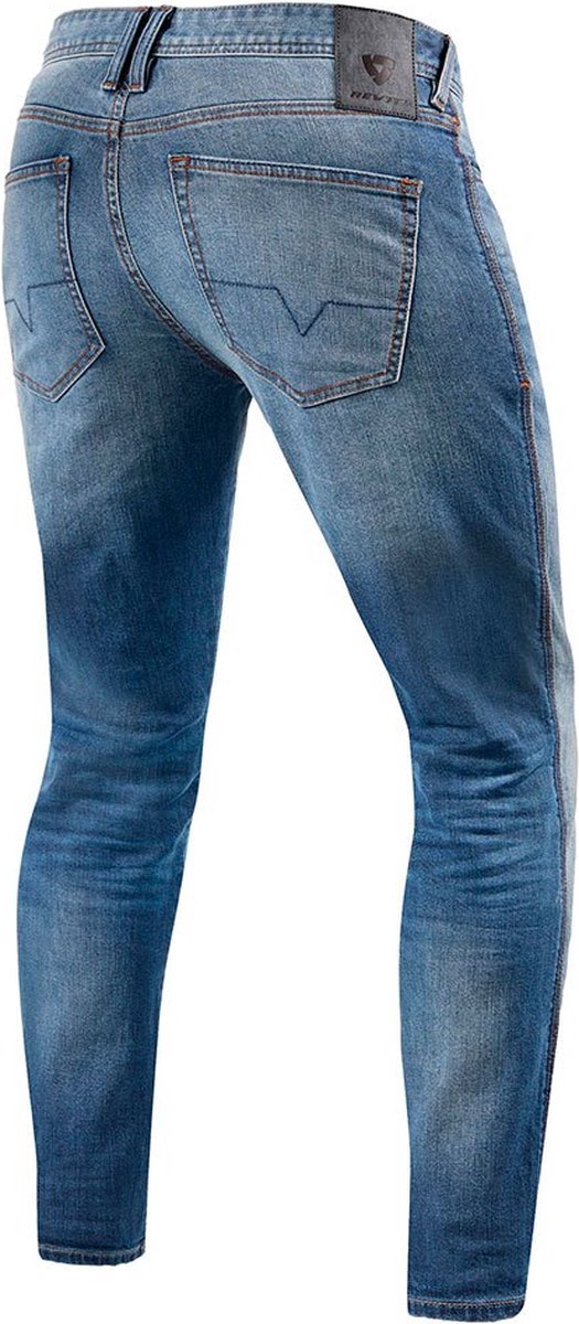 REV'IT! Jeans Piston 2 SK Mid Blue Used Motorcycle Jeans - Maat 31/34 - Broek – foto 3