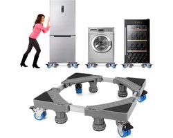 Wasmachinesokkel onderstel met 8 poten + 4 wielen, voor wasmachine, koelkast en droger, verstelbare wasmachinevoet met antislip schokabsorptiefunctie, instelbaar: 40-63 cm