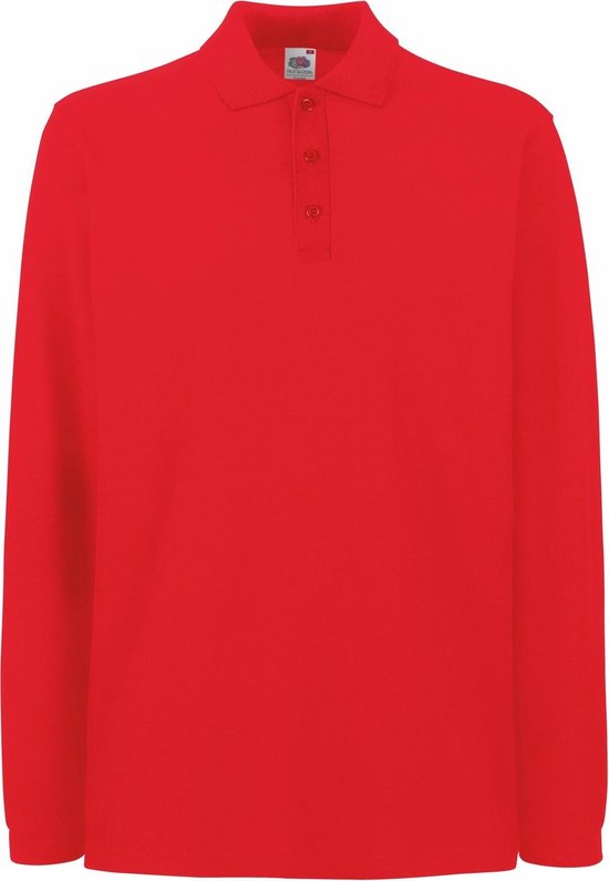 Fruit Of The Loom Premium Poloshirt Met Lange Mouwen kleur Rood Maat L