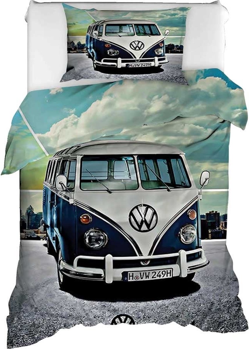 Satijnen Dekbedovertrek Volkswagen Busje Kinderdekbedovertrek 140x200 220cm