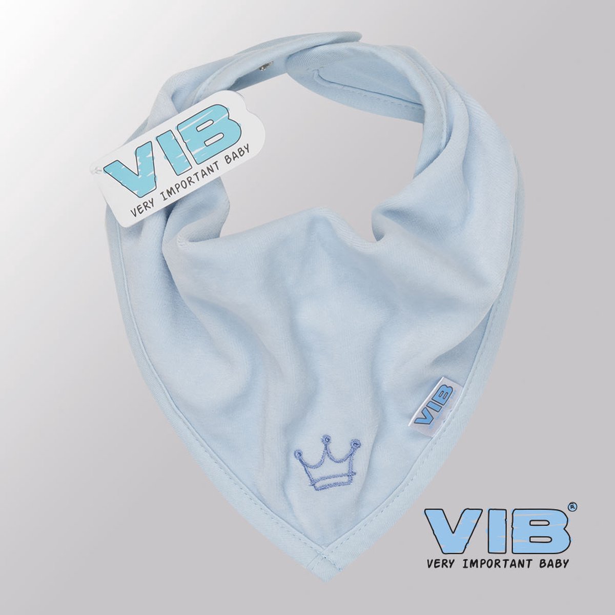 Goedkoopste VIB® - Bandana slab Luxe velours - Kroontje (Blauw) - Babykleertjes - Baby cadeau - zwangerschap aankondiging - geboorte cadeau